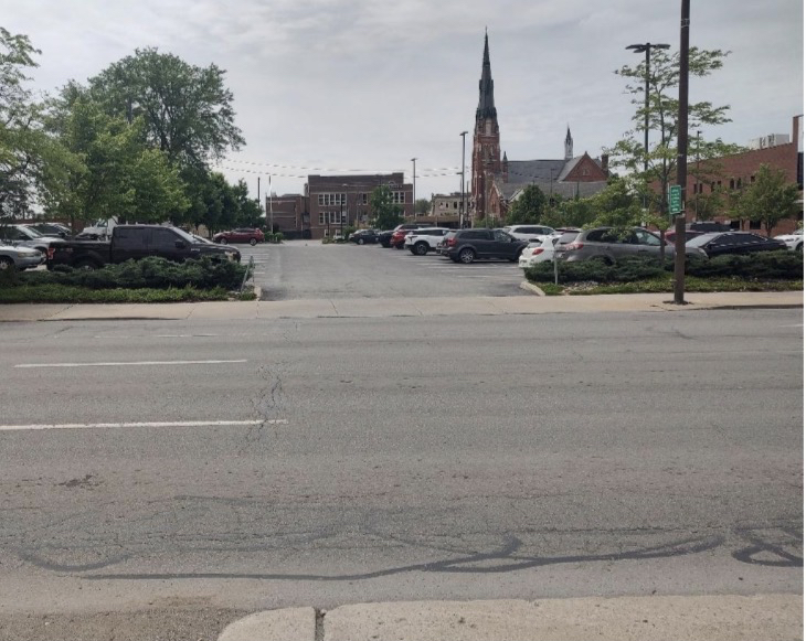 View of Saint Paul Lutheran Church and School from 333 E. Washington Blvd., the proposed shelter site